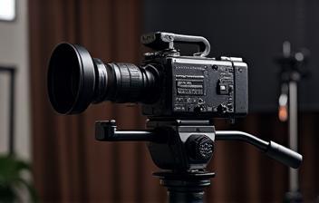 Video camera setup on a tripod for video production